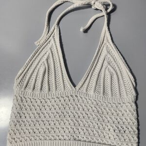 White Crochet Halter Top